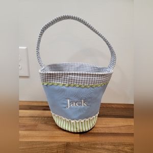 Pottery Barn Kid's Cloth Basket Embroidered Jack